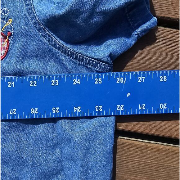 Bobbie Brooks Sz 18W-20W Vintage Shirt Embroidered Sewing Design Denim Button - Picture 5 of 8